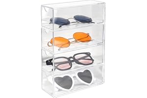 DMJJSD Organizador de Gafas Cajas para gafas de sol Cajoneras de plástico con 4 cajones Caja para Joyas Caja Soporte para Gafas de Sol Bandeja de Exhibición para relojes, cosméticos, joyeros