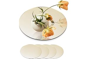 Strehknewen Set di 4 vassoi decorativi rotondi per matrimoni, specchi decorativi dorati, senza punti adesivi, specchi decorativi in acrilico per tavolo, matrimonio, specchio da parete piccolo, rotondo