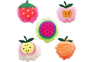 Kaxich 5 Stück Badeschwamm Badeknäuel Fruchtform Seifschwamm Duschschwamm Massageschwamm für Kinder und Erwachsene