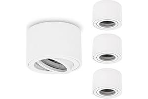 URing 4 Pcs LED Faretto da Soffitto, Orientabili, Ø80x50mm, Faretti Soffitto in Alluminio, Bianco, Faretti Led Soffitto per moduli LED da 50 mm, Rotondo, Nessuna lampadina