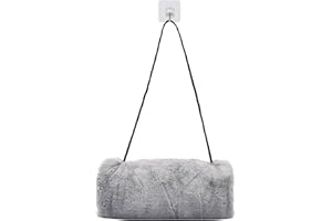 SwirlColor Scaldamani Manicotto in Pelliccia Sintetica con Tasca a Tracolla Comodo Scaldamani Grigio per Donna Uomo Bambini 1 pz, con Gancio Trasparente 1 pz