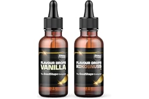 ‎HELLOSHAPE Flavour Drops zuckerfrei Set 2x 50 ml - Vanille & Kokosnuss | Geschmackstropfen OHNE KALORIEN zum Süßen mit Dosierhilfe | vegan | Für Naturjoghurt, Porridge oder Quark