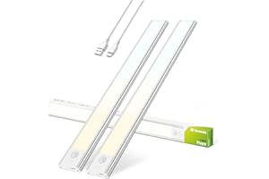 Brendz Unterbauleuchte Küche LED, LED Leiste Küche, 2 x 40cm, USB-C Wiederaufladbar, 2200mAh, 3 Farbtemperaturen, Dimmbar, Magnetisch, Küchenunterbauleuchte, Küchenbeleuchtung, Puyo Silber