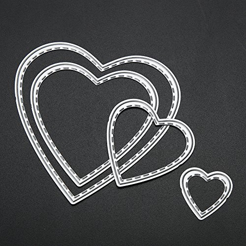 Amazingdeal365 4 PCS Herz Metall Form Schablonen Schneiden DIY Dekor Sammelalbum Karten Buchzeichen Lesezeichen als Geschenk für Freunde Geburtstag Kinder,Kindergarten Hobby Schule Handarbeit Unterricht usw. Ein tolles Geschenk! - 7