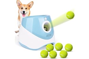 Rawhui Lanzador de Pelotas para Perros Automático Lanza Pelotas Perro Interactiva Máquina Lanzadora de Mascotas para Perros Pequeños y Medianos, Incluye 6 Bolas