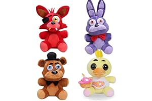 Zhongkaihua Foxy the Pirate + Nightmare Bonnie + Freddy Fazbear + Chica Set Five Nights at Freddy's Plush FNAF Plushies Toys Sister Location for Children Christmas New Year Birthday