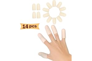 PNRSKTER Finger Protectors, Gel Finger Cots 14 Pcs Finger Bandage, New Material Finger Support Thumb Protector for Trigger Finger, Hand Eczema, Finger Cracking, Finger Arthritis (14Pcs, M Size)