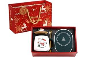 ‎MUCOOS Weihnachtstasse, Tassenwärmer, Elektrischer Kaffeewärmer, Weihnachtstassen Set, Büro für Liebhaber von Wintergetränken Weihnachts-Schneemann-Becher