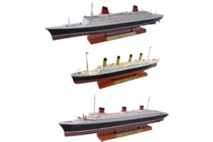OPO 10 - Ensemble de 3 Répliques Miniatures des Plus célèbres Paquebots transatlantiques Le Titanic + Le Normandie + Le France échelle 1/1250 Soit 21 à 25 cm - PA5