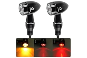 ‎EVERMOTOR evermotor 3-in-1 Mini LED Indicator Motorcycle E Approved, CNC Process, 12 V, Pack of 2, for E Motorcycle Scooter, E32 Universal Indicator Bullet Aluminium Shell, Amber and Red, Very Beautiful Bright