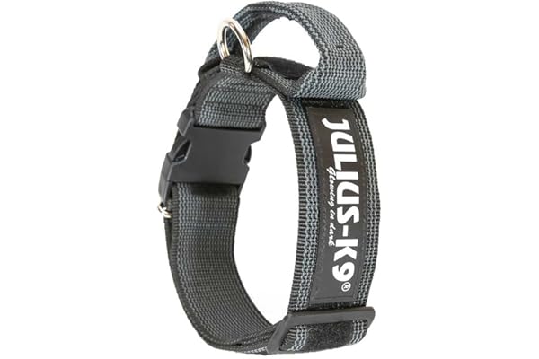 Collar Color & Gray con la manija, la cerradura de seguridad y el remiendo intercambiables, 50 mm (49-70 cm), Negro-Gris