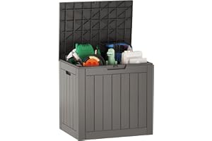 Anovara Modern Portable Outdoor Storage Box Lockable Deck Box Waterproof Resin Storage Bin for Package Delivery, Gardening Tools, Patio Cushions, UV Resistant (Grey, 118L)