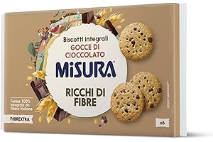 Misura Fibrextra Biscotti Integrali con Gocce di Cioccolato Fondente | Ricchi di Fibre | Farina Integrale da Filiera Italiana | Confezione in Carta Certificata FSC | 6 Porzioni da 6 Biscotti.
