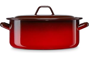 briebe Induktionsgryta 30 cm, 8 L stor gryta med lock i emaljerat glaserat stål, lämplig för vitrokeramik, öppen eld, gas, ug