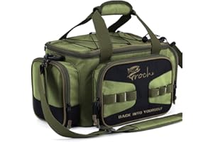 CROCH Bolsa de pesca y accesorios de pesca, con cinturón y correa de hombro, color verde militar
