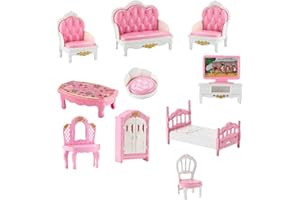 WPNCYK 11 Piece Set Dolls House Accessories, Doll House Furniture, Wooden Dolls House Furniture, Dolls House Furniture, Pretend Play Furniture Toys For Dollhouse Bedroom And Living Room