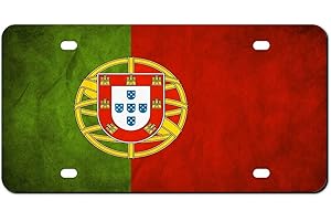 Higoss Marco de matrícula de la bandera de Portugal, placa de matrícula frontal de metal de aluminio para automóvil, marco decorativo de cubierta de matrícula de 6 x 12 pulgadas