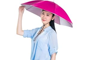 Jiakalamo Sombrero de paraguas, manos libres, paraguas para la cabeza, sol, lluvia, pesca, jardinería, gorra plegable, ajustable, multifunción, para exteriores