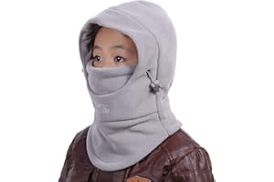 VSREI Gorro de Esquí para Niños/Niñas Balaclava, Bufanda de Invierno, Forro Suave de Algodón 5 en 1, Gruesas y calentitas orejeras elásticas ajustables, Válido para Niño y Niña (3-14 años)