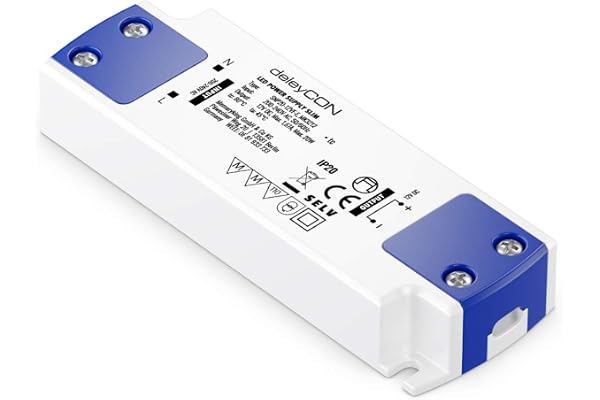 deleyCON 12 V SLIM LED Transformateur Bloc D'alimentation 0-20 W 200-240 V à 12 V DC LED Lampes Bandes Lumineuses G4 MR11 MR16 Luminaires Protection Contre la Surcharge et la Surchauffe
