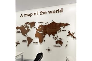 LUMING 3D Mappa Del Mondo Wall Sticker Adesivi Adatto Per Adesivi Murali Parete Sfondo Divano Soggiorno Ufficio Mappa Del Mondo Wall Sticker Home Decor