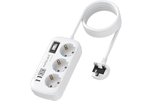 META-ANT Reiseadapter UK Adapter England Deutschland Stecker, 7 in1 Steckdosenadapter England mit 3AC 2 USB C und 2 USB A, Reiseadapter Typ G für London Malta Irland Dubai, Adapter UK auf EU