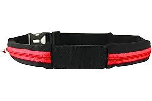 Ceinture Boa L'Original Rouge Taille L - XXL Poches Ultra Extensibles - Sport, Course a Pied, Jogging, Equitation, Fitness, Voyage, Randonnée - Sac Banane Range Telephone, Gourde, Anti Pick-Pocket