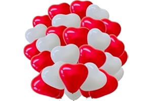 BALLOONS HUB Red and White Heart Balloons 12 inch Love Decoration Romantic Balloons Birthday Wedding Valentine Decoration Love Heart Shape Balloons 25 Pack