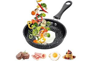 DANNEEFORSU7 Padella Piccola Antiaderente, Padella Piccola Induzione 12 cm, Mini Padella per Pancake, Padella per Induzione Padella Per Frittata per Uova, Pancetta, Fette di prosciutto, Bistecche