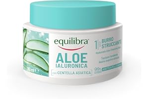 Equilibra, Aloe Ialuronica Burro Struccante Viso, con Burro di Aloe, Acido Ialuronico e Centella Asiatica, Doppia Detersione, Adatto a Pelli Sensibili, Clinicamente Testato, 80ml