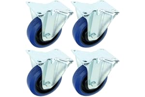 TEGO PRO 4 Stück 100 mm BLUE WHEELS Bockrollen Transportrollen Lenkrollen Schwerlastrollen 135 kg/Rad Blau - INDUSTRIEQALITÄT ECO (4 x Bock)