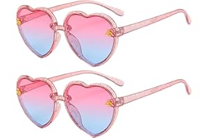 Leogony 2 PCS Kids Sunglasses Girls, Heart Sunglasses for Summer Party