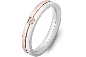 Tidefire Stainless Steel Love Friendship Ring Titanium Steel Ring Cubic Zirconia Ring for Men Women