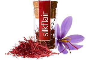 Silkflair - Zafferano in Pistilli - Mongra | Qualità Premium | aroma e colore intensi | raccolti a mano dal Kashmir (0,5g)