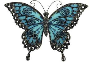 Liffy Metall Schmetterling Wand Kunst,Garten Dekorative Ornamente im Freien,Innen Glas Kunst Heimde Dekor Skulpturen,Schmetterling Hängende Dekorationens für Wohnzimmer,Schlafzimmer,Zaun,Terrasse