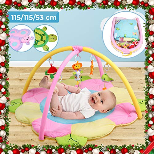Infantastic Spieldecke mit Spielbogen - Größe: 115/115 cm, Designwahl, mit Soundspielzeug - Erlebnisdecke fur Baby, Krabbeldecke, Spielmatte, Spielteppich