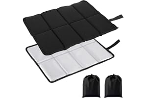 Druuzyl 2er Pack Sitzkissen Outdoor, Thermo Sitzkissen Faltbar, Wasserdicht mit 2 Aufbewahrungstaschen, Leicht und tragbar Ideal für Camping, Wandern, Angeln und Picknick (Schwarz)