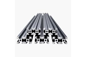 VEVOR Profilés d'Extrusion en Aluminium 2020, Lot de 10, Rail Linéaire Anodisé Norme Européen Rainure en T 1500 mm, Haute Résistance, pour Imprimante 3D, Machine Bricolage CNC, Gravure au Laser, Noir