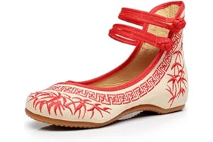 Lazutom Women Lady Embroidery Chinese Style Mary Jane Dress Party Shoes