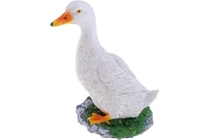 petsola Simulation Ente Tiere Dekofigur Figur Skulptur Aus Harz Für DIY Mikro Landschaften Garten Rasen Teich Balkon Deko, Täuschend Echt Aussehen - Weiß S