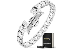 MagnetRX® EllipseMAX - Pulseras magnéticas para mujer, 5 veces de fuerza 5.000 imanes Gauss, diseñadas en Estados Unidos y pendiente de patente, pulsera magnética de titanio