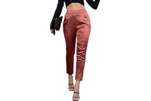 FAKANHUI Abito da donna in raso setoso casual elastico a vita alta pantaloni eleganti elasticizzati