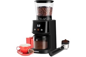 SHARDOR Macina Caffe' Elettrico Grinder a Cono in 31 livelli di Macinatura Fine per Grinder Elettrico Espresso Schermo LCD e Timer Digitale Preciso Nero