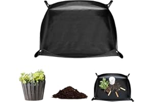 EXIN DECHEN Tapis de Rempotage de Plantes,100x100 cm Tapis de Jardinage Imperméable,Tapis de Transplantation Pliable, Tapis de Plantation de Jardinage,Tapis de Plante Noir pour Repiquage,Rempotage,Succulentes