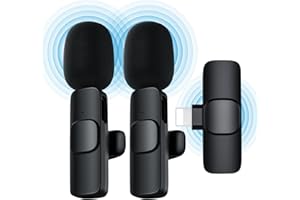 Ponovo Lavalier Mikrofon Wireless für iPhone, 2 Pcs Ansteckmikrofon für YouTube Facebook Live-Stream TikTok Vlogs, Mini Handy Mikrofon Kabellos für Videoaufnahme Konferenz