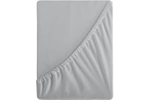 Aisbo Double Fitted Sheet Grey - Extra Deep Pocket Bed Sheet 16 inch 40 cm - Microfiber Bottom Sheet, 135x190cm