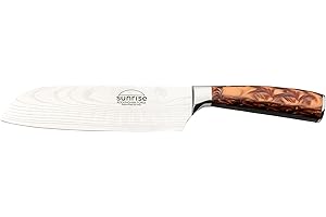 Rockingham Forge Sunrise Collection 5" Santoku Knife, acciaio inossidabile con manici in resina, Amber Brown