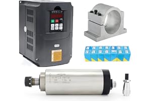 RATTMMOTOR Motore a mandrino, 2.2 Kw 220 V, raffreddato ad aria, con 14 pinze di serraggio ER20 e invertitore di frequenza 220 V VFD e motore mandrino da 80 mm, supporto per fresatrice CNC