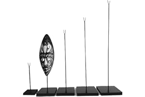 HANDMADE Socle pour masque africain en bois, présentoir, support plusieurs hauteurs aux choix, convient à tous types de masques. (HAUTEUR 42 CM)