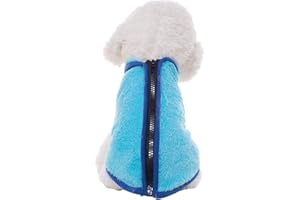 TONSEE ACCESSOIRE Hundepullover Haustier Hund Herbst/Winter Kleidung Warmer Samt Weich Hoher Kragen Reißverschluss Weste Haustier Kleidung Großer Hund Kleiner Hund Hundepullover Für Chihuahua (Blue, L)